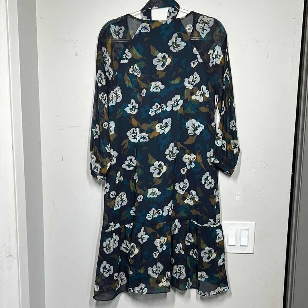 CAbi Pirouette Floral Semi-Sheer Long Sleeve Tiered Dress Style 3460, Size Small - Picture 10 of 14